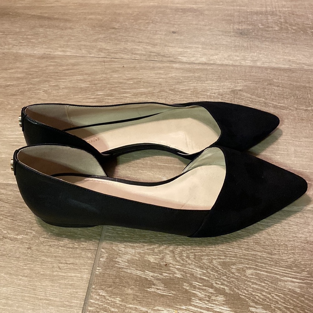 Cole Haan Black Suede and Leather Point D’orsay Flats - Picture 3 of 11